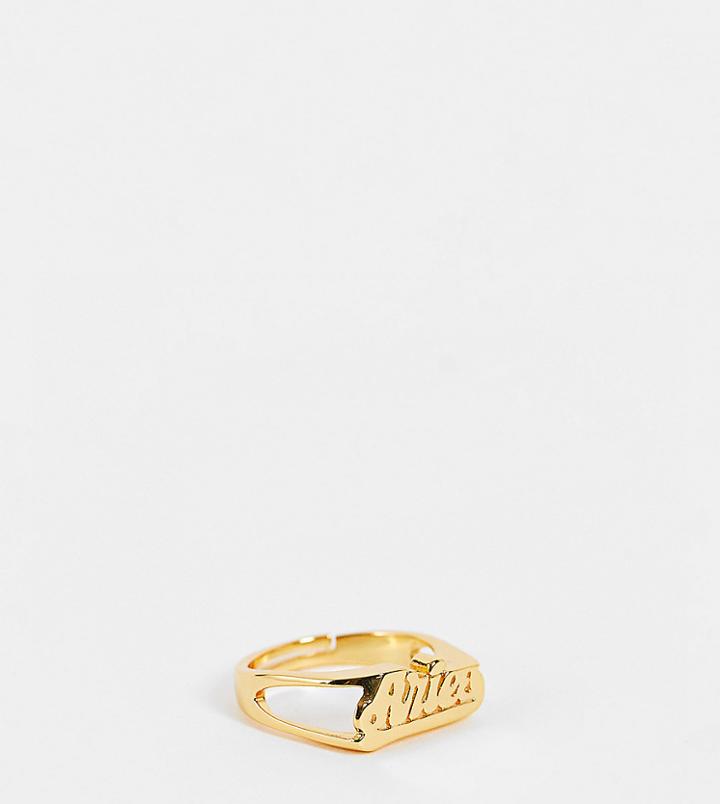 Image Gang Adjustable Aries Horoscope Ring In Gold Plate