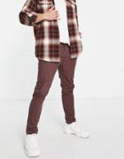 Asos Design Skinny Chinos With Elasticated Waist In Brown