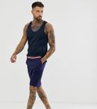 Asos Design Lounge Short In Navy With Striped Waistband