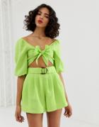 Moon River Bow Front Crop Top - Green