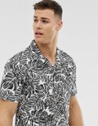 Soul Star Monochrome Leaf Print Shirt - Black