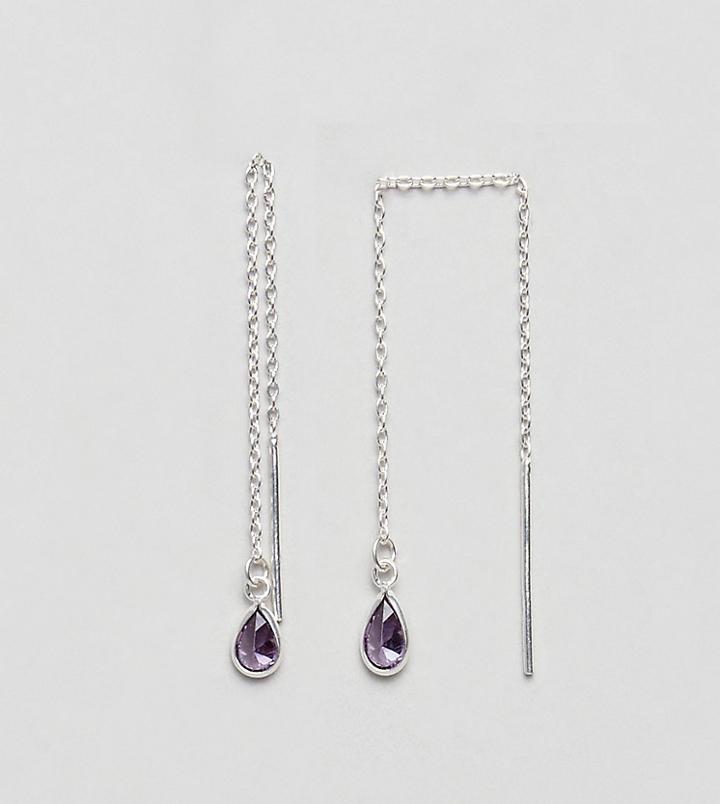 Designb London Sterling Silver Cz Stone Through & Through Earrings - Silver