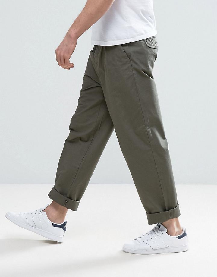 Selected Homme Chino In Wide Leg With Pleats - Green