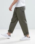 Selected Homme Chino In Wide Leg With Pleats - Green