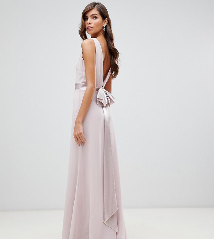 Tfnc Bridesmaid Exclusive Bow Back Maxi In Mink-pink