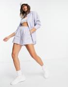 Asos Design Oversized Matching Cotton Poplin Shirt In Blue Stripe-blues