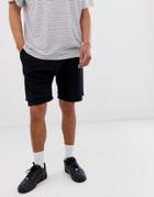 Asos Design Jersey Drop Crotch Shorts In Black - Black