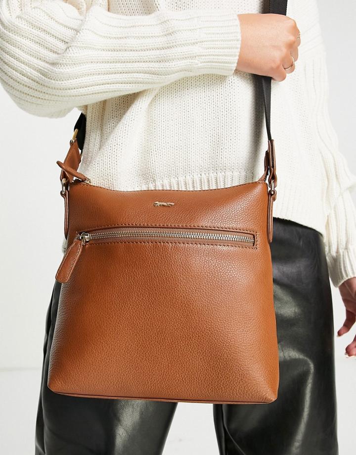 Paul Costelloe Leather Cross Body Bag In Tan-brown