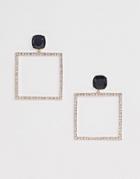 Asos Design Earrings With Jewel Stud And Open Crystal Drop In Gold Tone - Gold