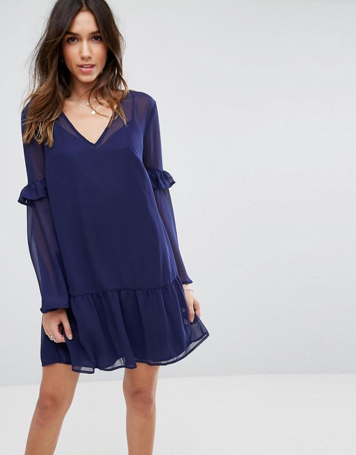 Asos Smock Mini Dress - Navy
