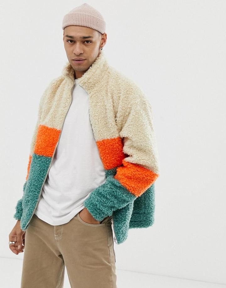 Weekday Tod Pile Jacket In Borg - Beige