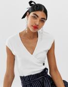 Unique21 Sleeveless Ribbed Top With Buttons-white