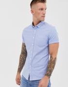 Asos Design Slim Fit Casual Oxford Shirt In Blue