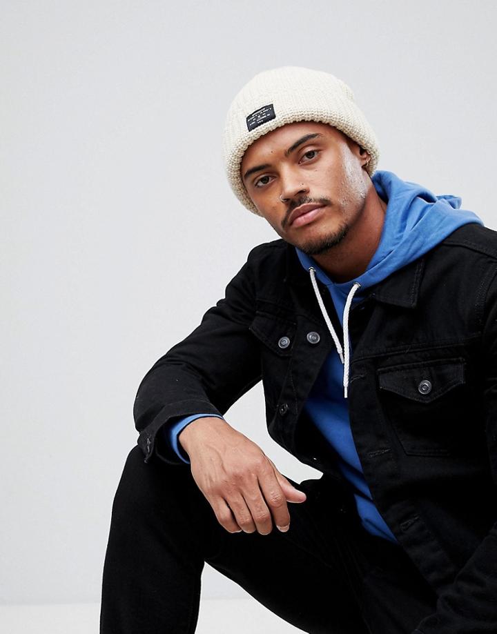 New Look Chunky Knit Beanie In Stone - Stone