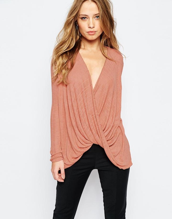 Y.a.s Tia Wrap Top In Print - Rose Dawn
