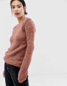 Ichi Textured Sweater - Pink