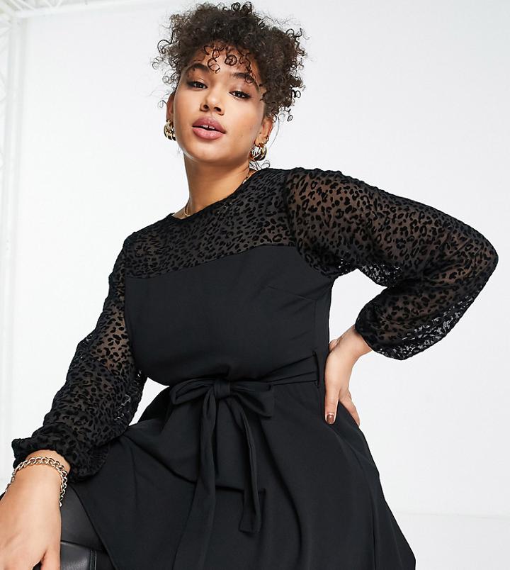 Yours Peplum Blouse With Sheer Detail In Black