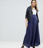 Asos Design Maternity Crinkle Maxi Skirt With Box Pleat - Navy