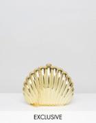 Reclaimed Vintage Gold Shell Clutch Bag With Cross Body Strap - Gold