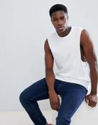 Asos Design Sleeveless T-shirt With Dropped Armhole In White - White