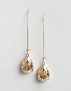 Krystal Swarovski Crystal Pear Drop On Long Earwire Earring - Gold