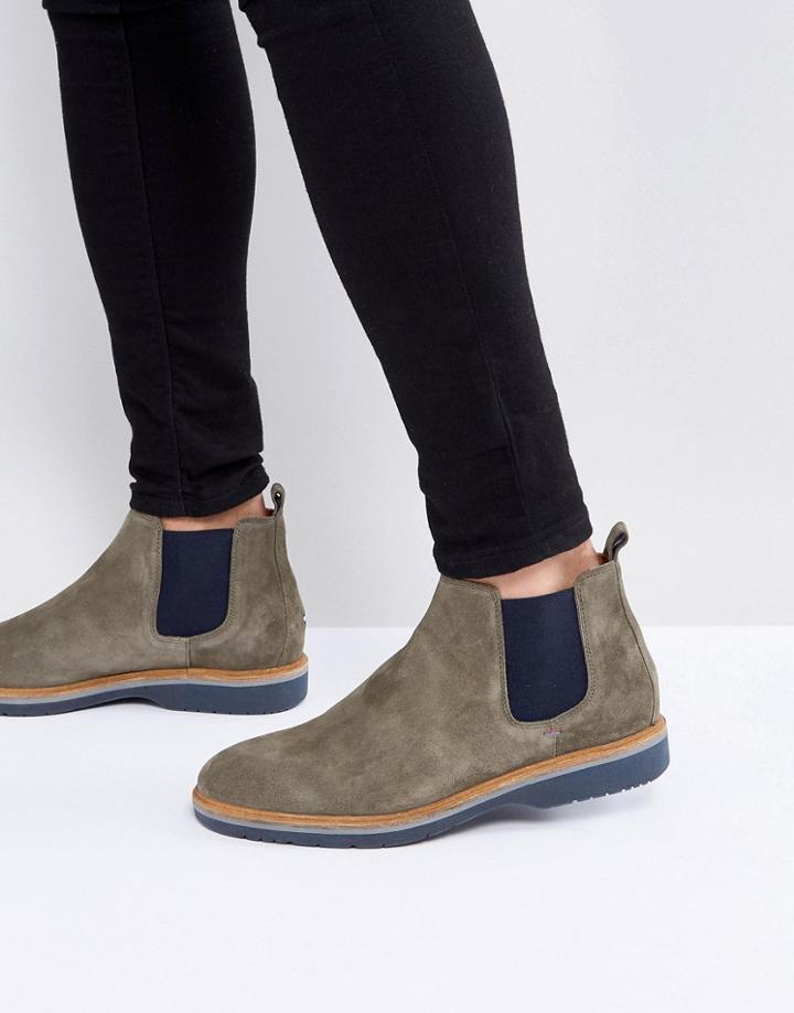 Tommy Hilfiger Jacob Suede Chelsea Boots In Green - Green