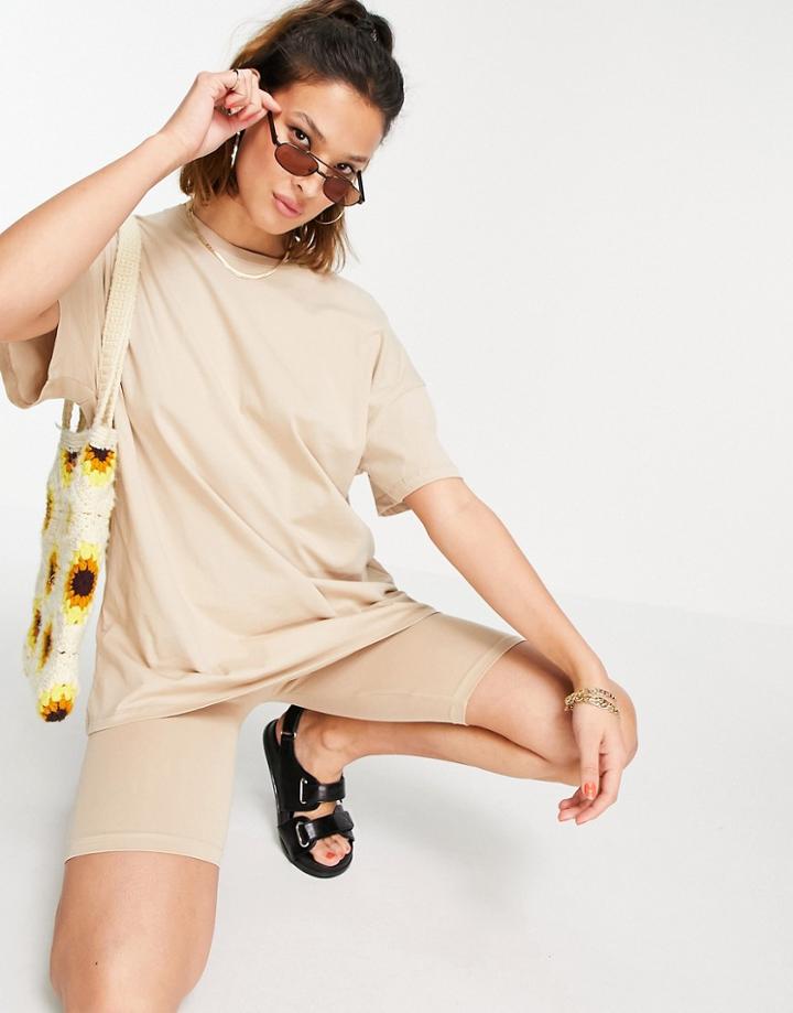 Only Organic Cotton Oversized T-shirt In Beige - Part Of A Set-neutral