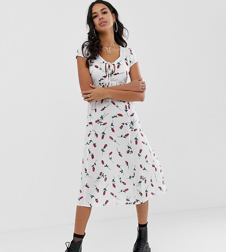 Motel Midi Dress In Floral - Cream