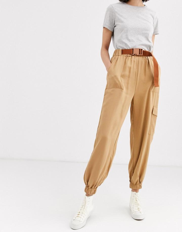 Native Youth Cargo Pants With Belt-brown