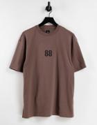 River Island T-shirt With Collegiate Print In Brown