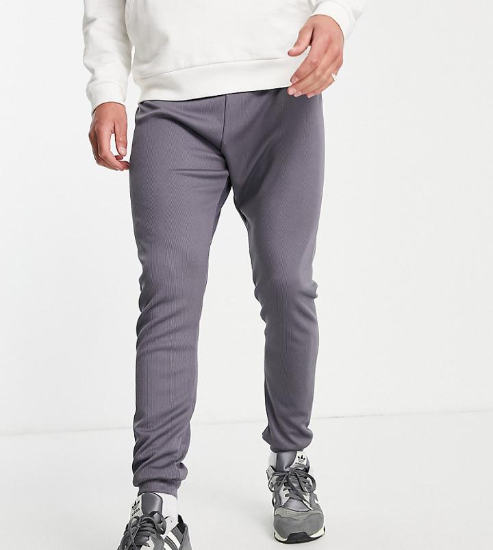 Vai21 Ribbed Skinny Sweatpants In Gray-grey