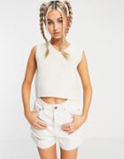 Weekday Windy Organic Cotton Blend Knitted Sweater Vest In Beige-neutral