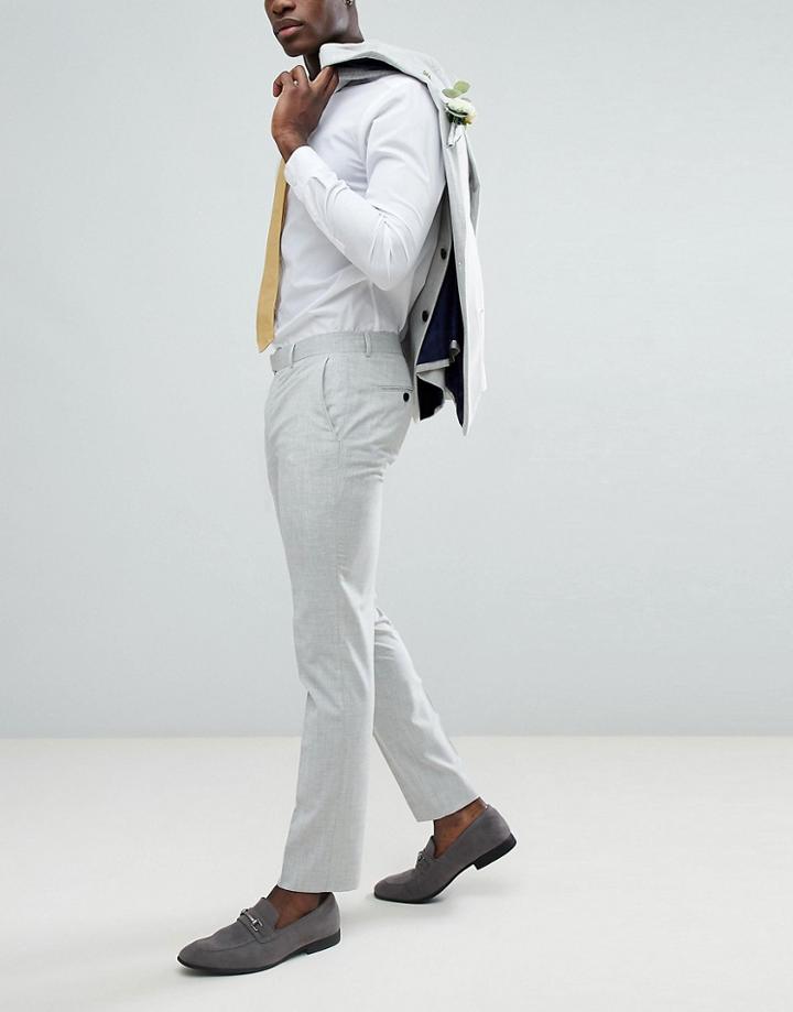 Farah Skinny Wedding Suit Pants In Cross Hatch - Gray