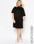 Asos Curve Light Sweat Dress With Angel Sleeve - Black