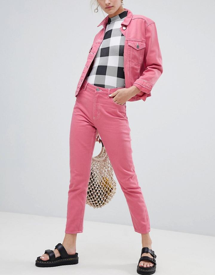 Monki Kimomo Jeans In Pink Two-piece - Pink