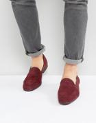 Asos Loafers In Burgundy Suede - Red