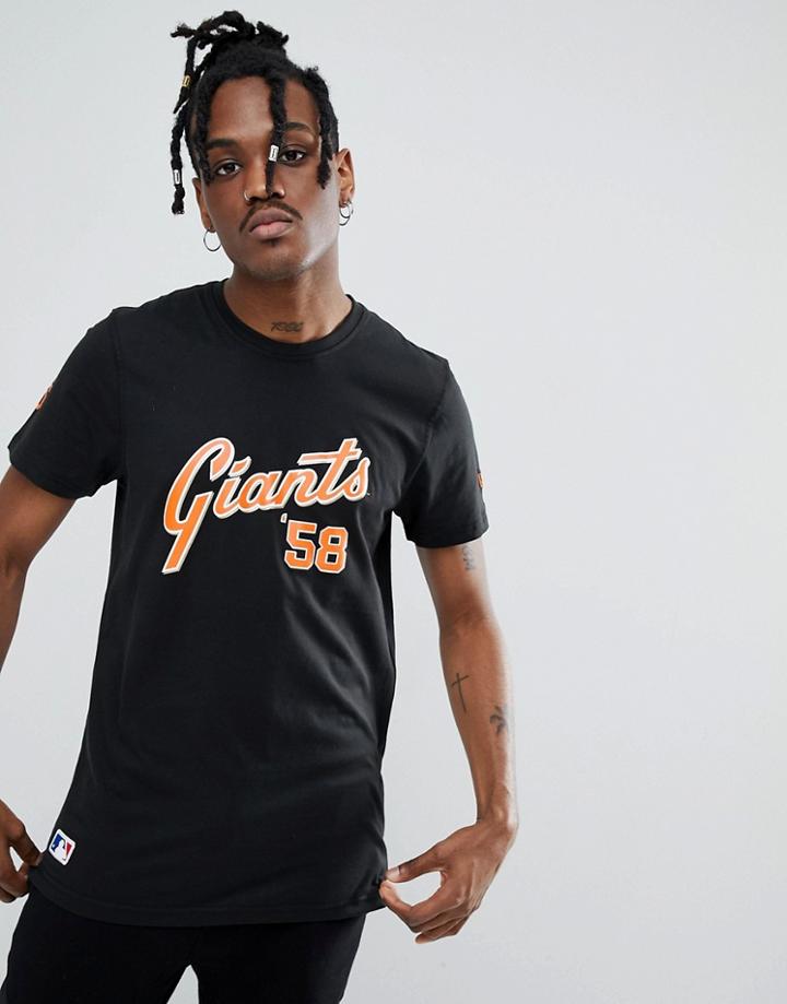New Era Mlb San Francisco Giants Script Logo T-shirt In Black - Black