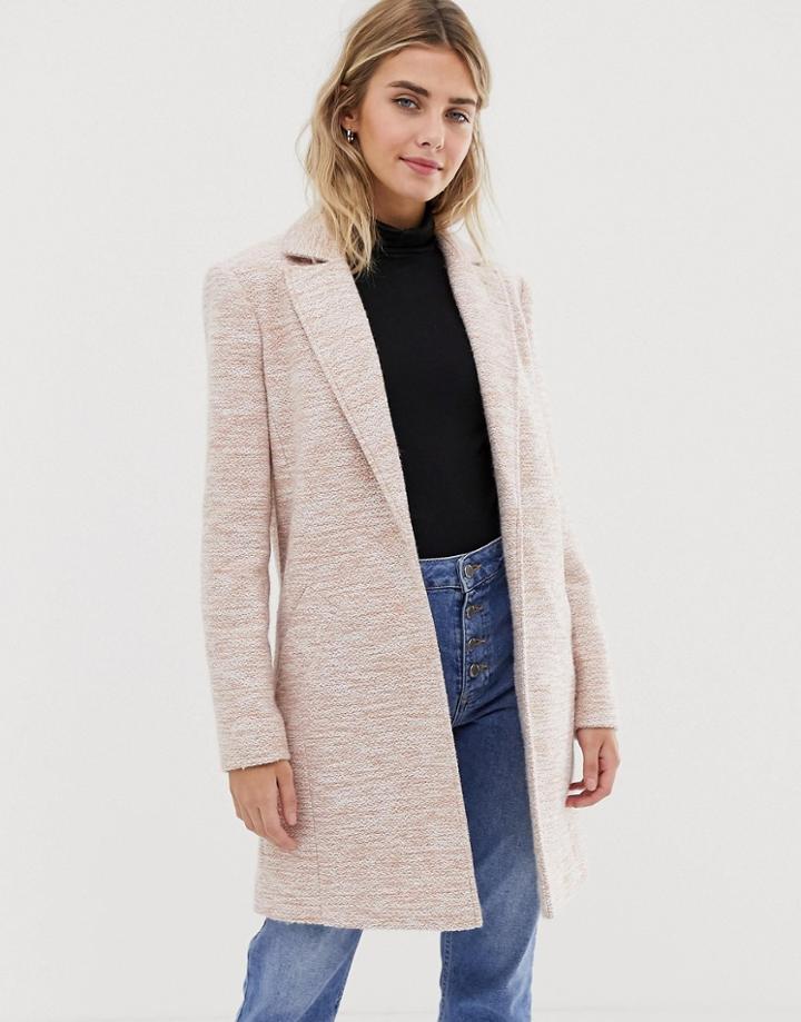 Asos Design Textured Slim Coat-pink