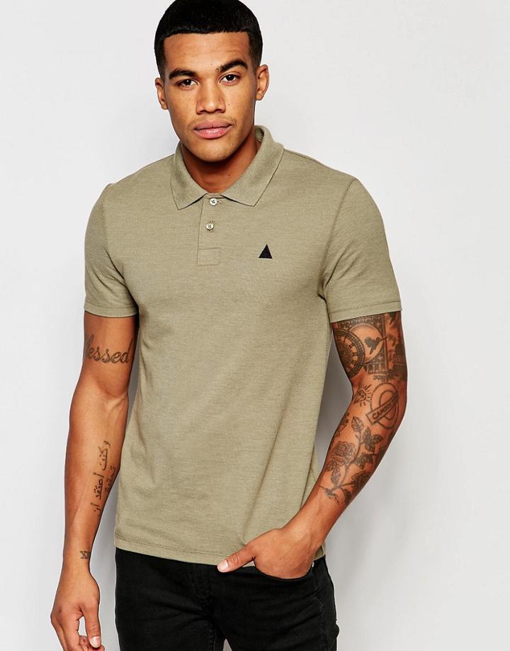 Asos Muscle Pique Logo Polo In Green Marl - Green Marl