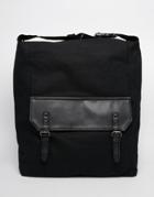 Asos Slouchy Backpack In Black Canvas - Black
