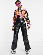 Asos 4505 Ski Holographic Ski Pants With Logo Suspenders Detail-black