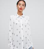 Asos Design Tall Sheer Shirt In Geometric Animal Print - Multi