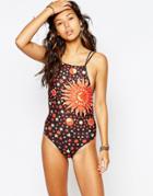Motel Flaming Skies High Neck Swimsuit - Flaming Skies