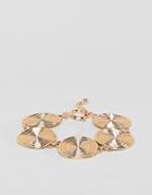 Asos Design Statement Swirl Coin Bracelet - Gold