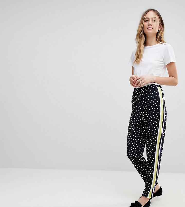 Asos Tall Peg Pants In Spot And Stripe Print - Black