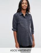 Asos Maternity Boyfriend Shirt In Wanda Washed Black - Black