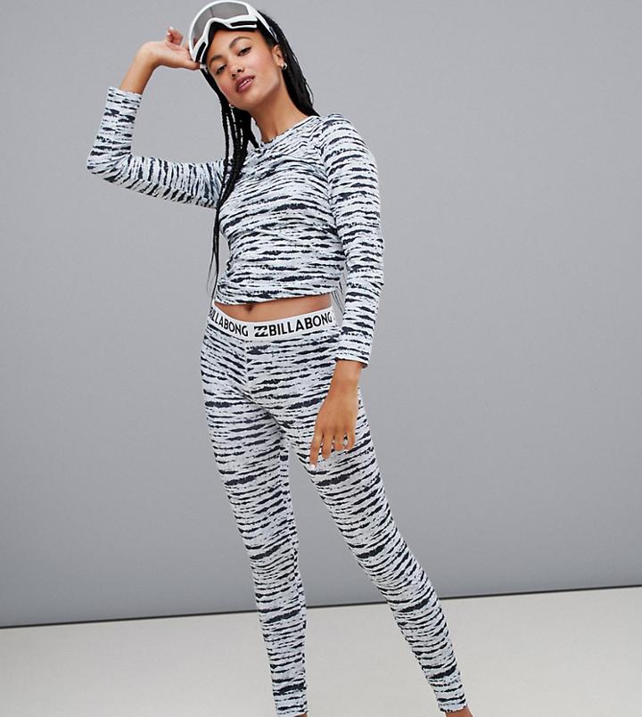 Billabong Warm Up Base Layer Tech Leggings In Black/white - Black