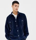 Noak Chunky Cord Shirt In Navy With Long Sleeves - Navy