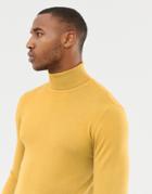 Pull & Bear Roll Neck Sweater In Mustard - Yellow