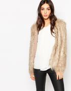 Traffic People Shaggy Faux Fur Jacket - Feather Gray